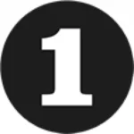 Eins weiß in schwarzem Kreis - Logo Element Fahrschule Hanne
